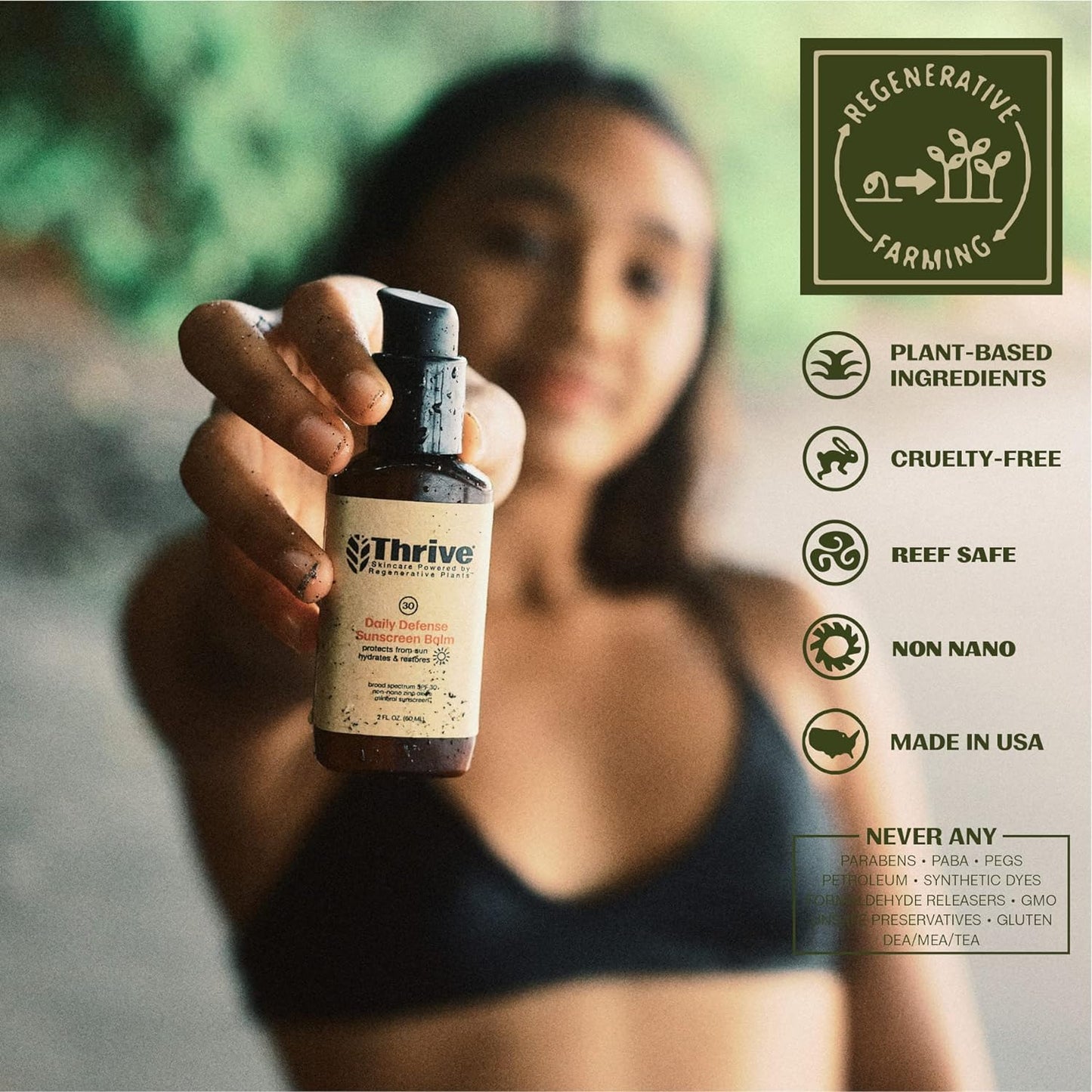 Thrive Natural Care Mineral Face Sunscreen SPF 30 - Daily Sunscreen for Face, No White Cast, Non-Nano Zinc Oxide - Lightweight Moisturizer Broad-Spectrum Protection - Vegan, 2 Fl Oz