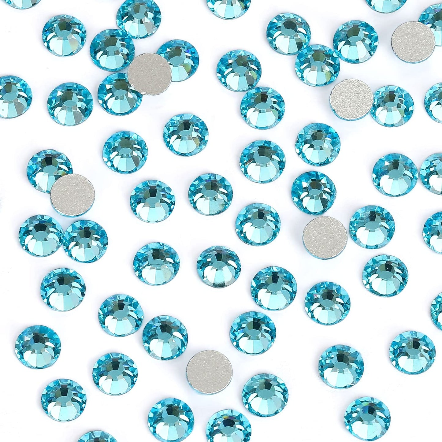 1440Pcs Aquamarine Crystal Rhinestones,Glass Flatback Rhinestones Mini Gemstones for Nail Face Makeup Art Crafts Clothes Decoration -(SS10, 2.8mm,Aquamarine)