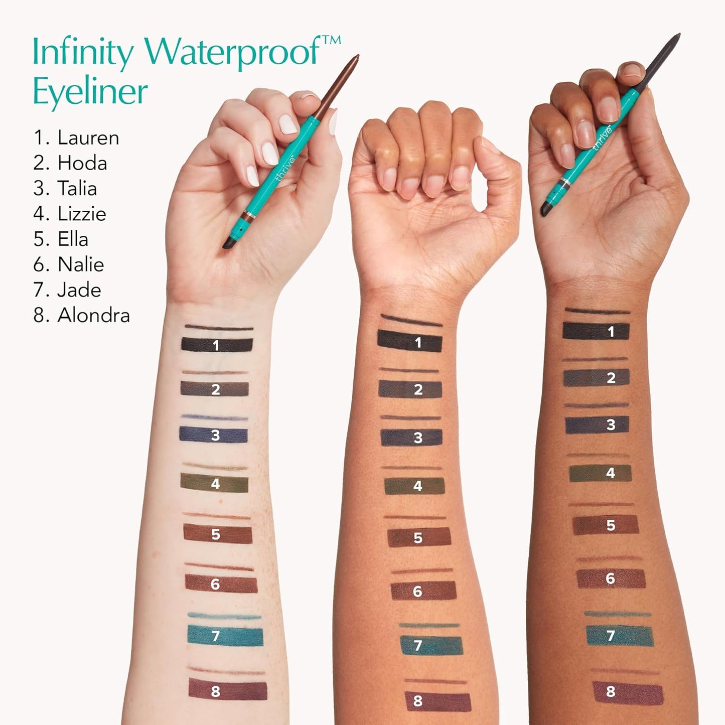 Thrive Causemetics Infinity Waterproof Eyeliner Pencil, Built In Sharpener & Smudge Tip, Long Lasting, Smudge Proof, Hyaluronic Acid & Shea Butter, Vegan & Cruelty Free, Lizzie (Moss Green Matte)