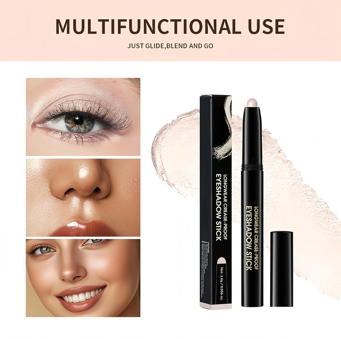 MAEPEOR 10 Colors Cream Eyeshadow Stick Silky Smooth Matte Shimmer Eyeshadow Pen Waterproof and Long Lasting Shadow Pencil for Girls and Women (Color 01)