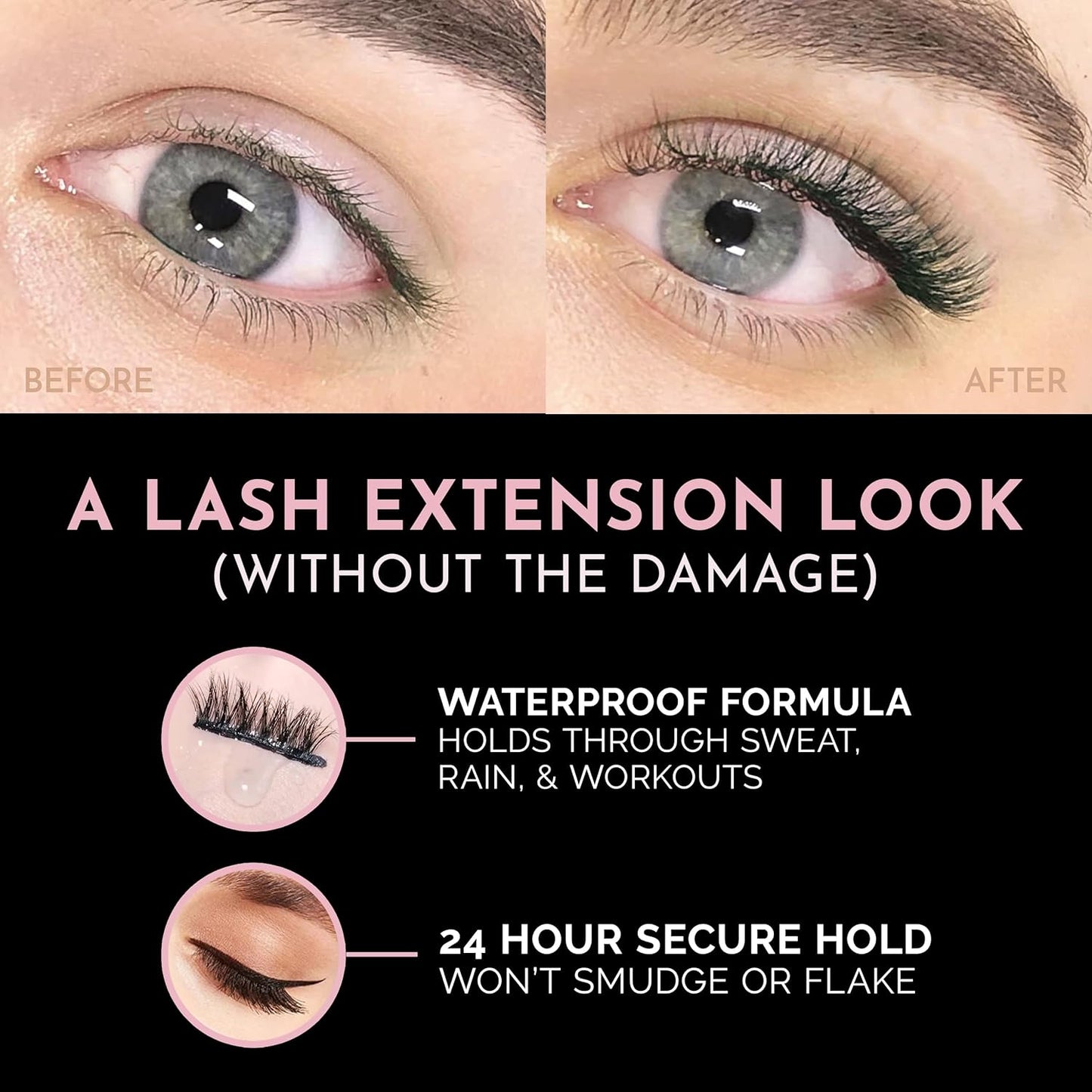 Luxillia Magnetic Eyelashes Kit – 8 Piece (Clear & Black) Magnetic Eyelash & Eyeliner Set with Applicator – Natural Look Easy Apply Reusable Fake Extension Lashes, No Glue Magnéticas Naturales