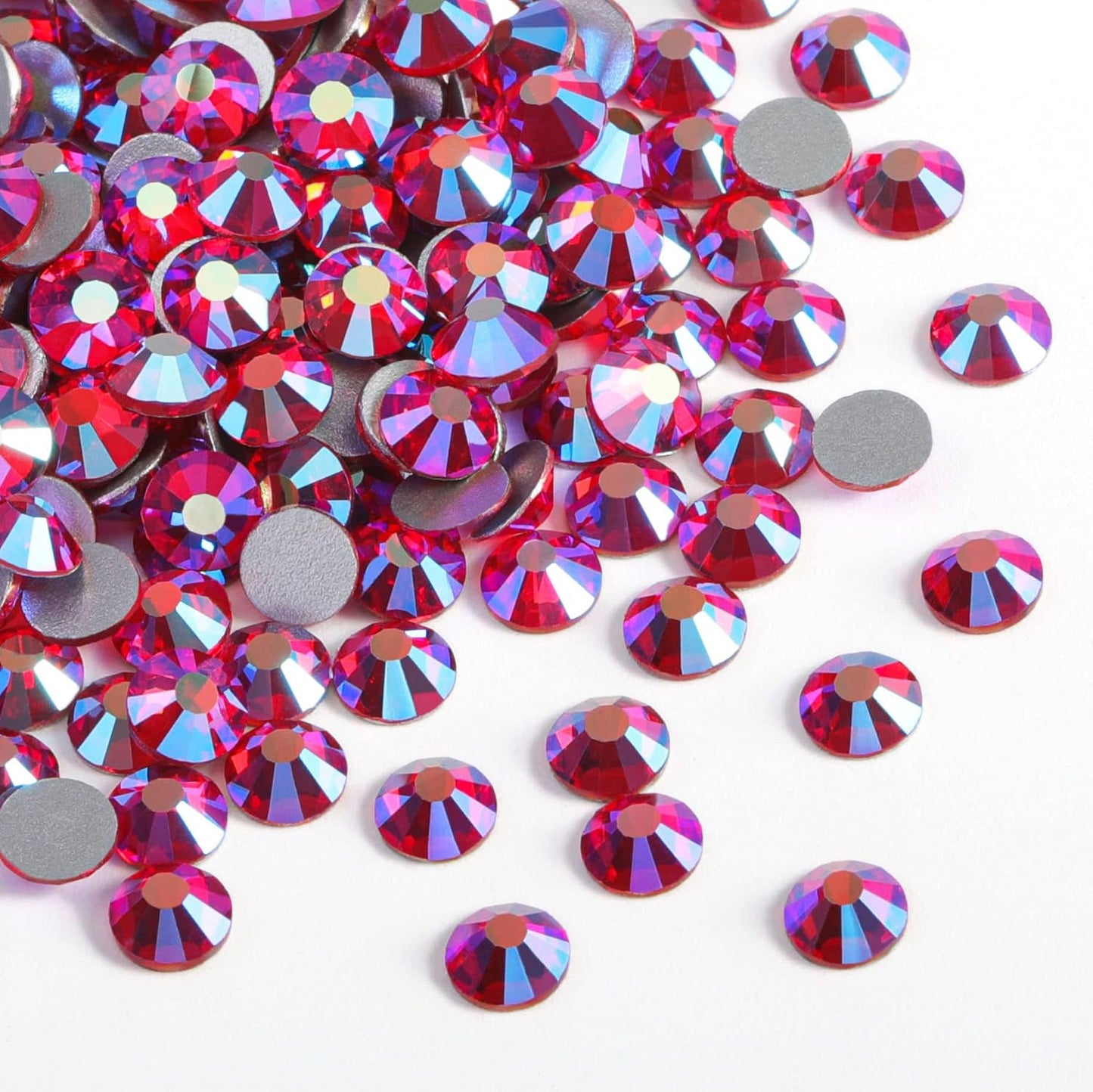 Beadsland 1440 Pieces Flat Back Crystal Rhinestones Round Gems,Light Siam AB,SS8,2.3-2.5mm