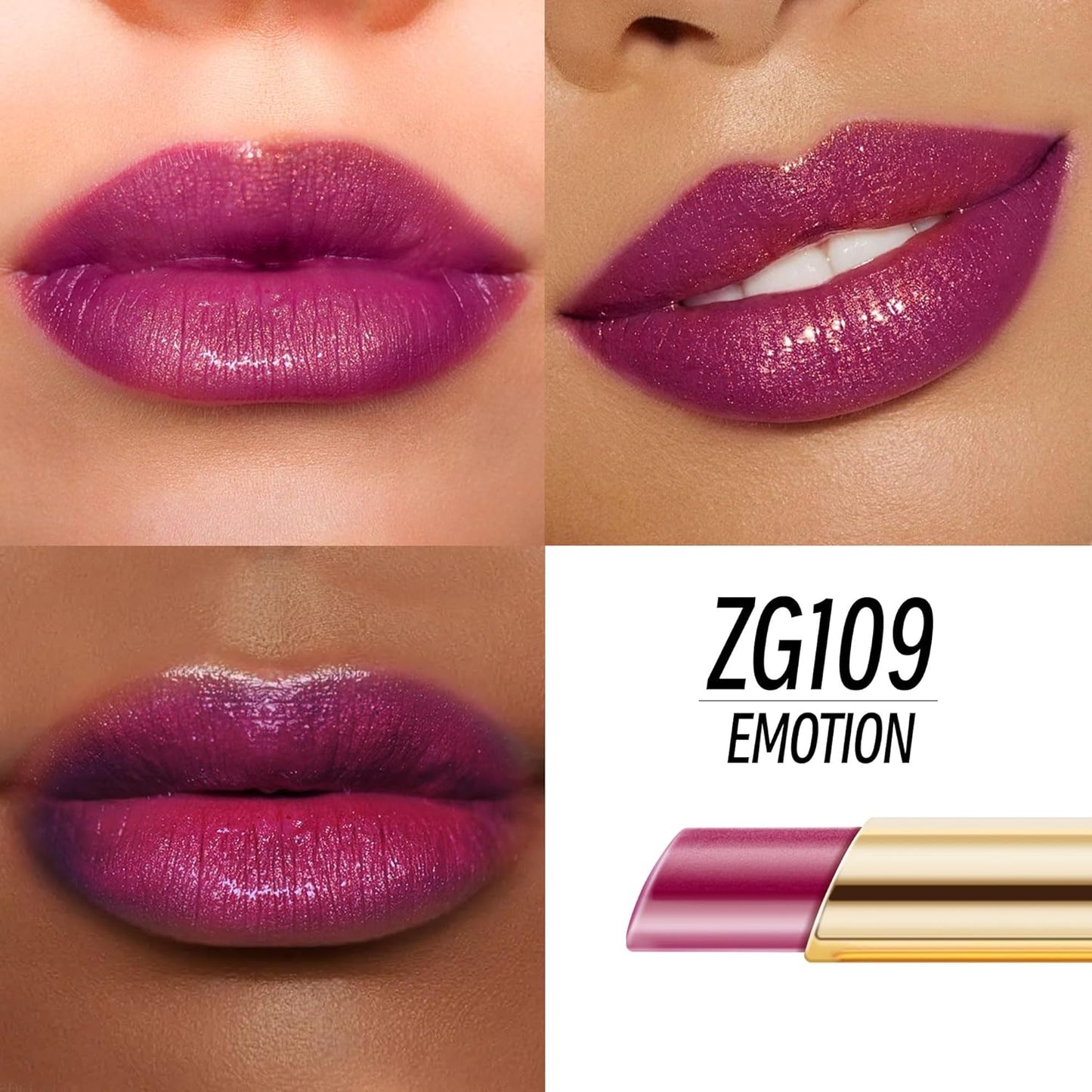 Mulberry Lipstick Moisturizing for Women Shimmer Tinted Lip Balm Hydrating Nourishing Dark Purple Lip Gloss Vegan& Cruelty Free Lip Makeup, ZG109 Emotion