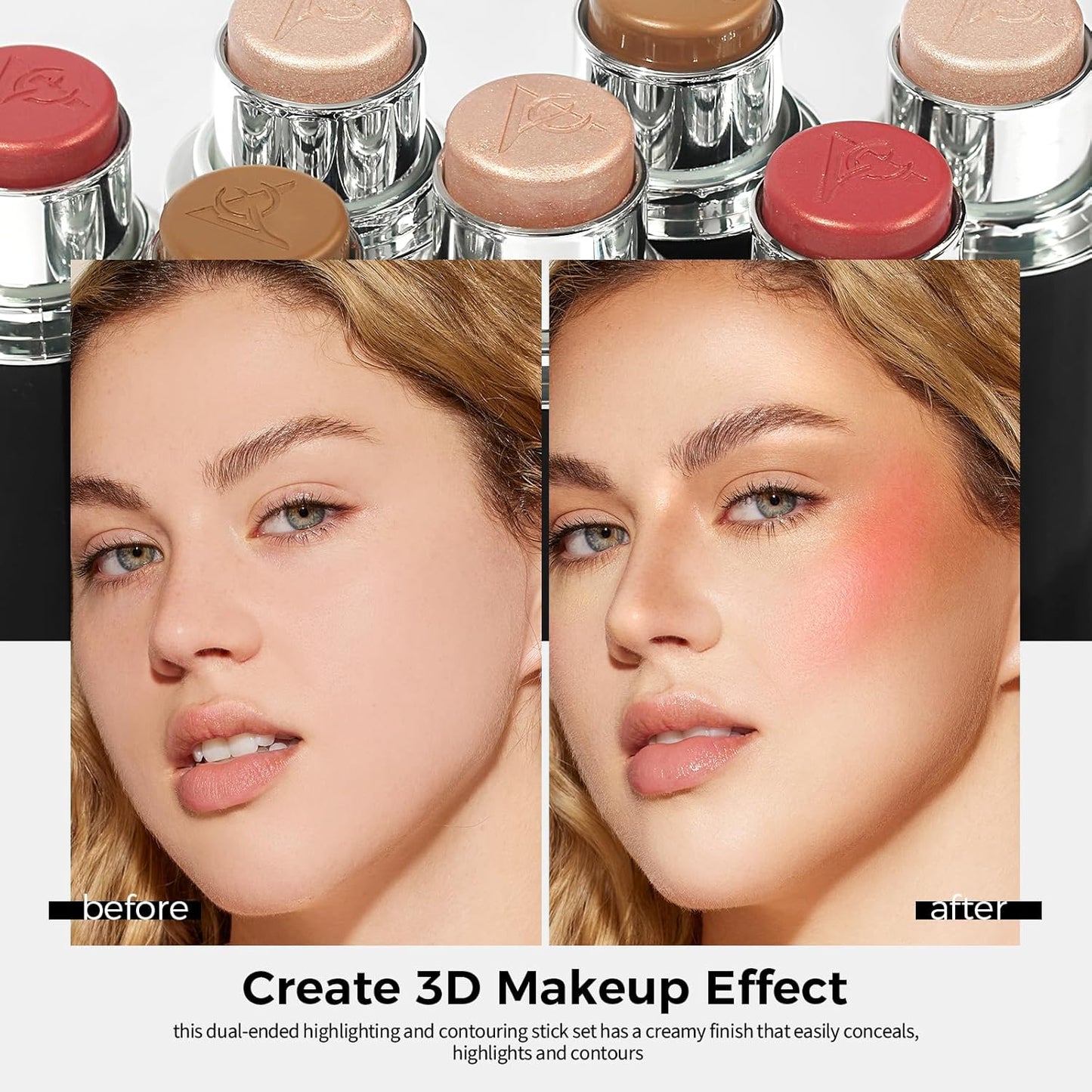 Blush Stick, Matte, Ceam Blush, Non-Greasy, Blush Stick for Cheeks, Blendable Color, Fragrance of Flowers, Smooth, Long Lasting, Highly Pigmented, Hydrate,Better for Fair Skin