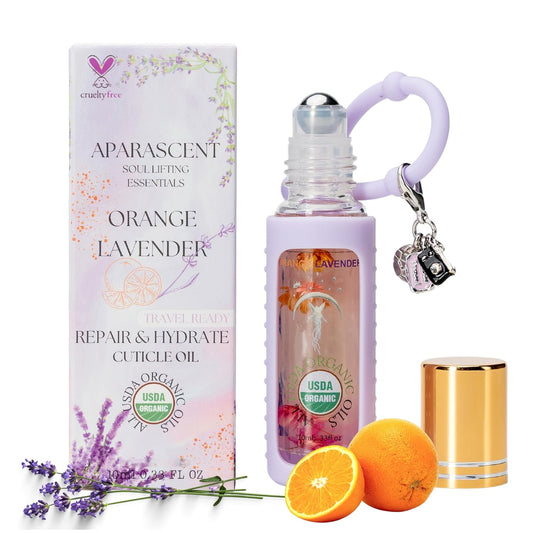 Orange Lavender Organic Nail Cuticle Oil Pen with Jojoba, Coconut MCT, and Rosehip for Nail Hydration, Growth & Strength, Travel Size Keychain(0.34 Fl Oz)