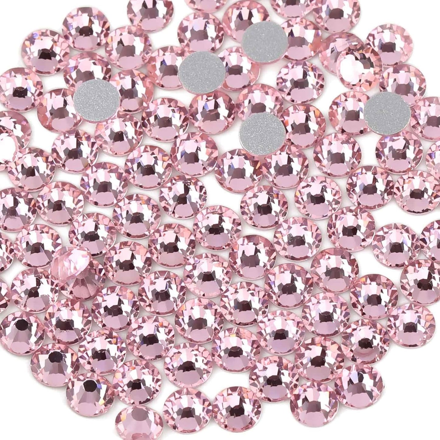 beadsland 288 Piece Flat Back Crystal Rhinestones Round Gems, Light Pink (SS30(6.3-6.5mm))