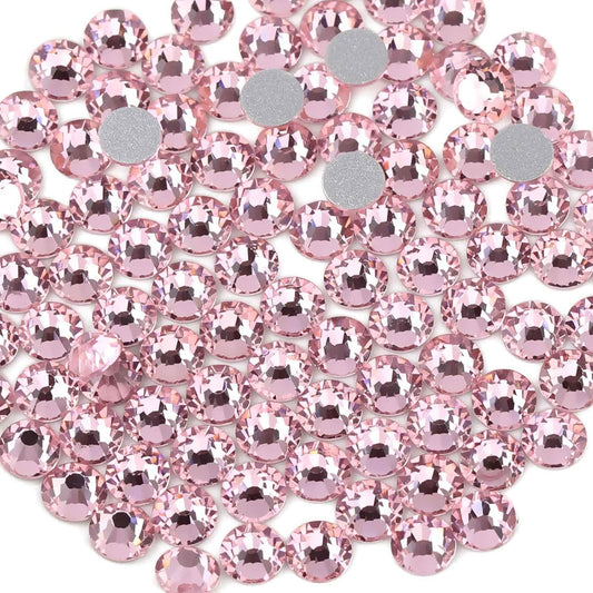 beadsland Flat Back Crystal Rhinestones Round Gems, Light Pink (1.3-1.4mm) SS3/1440pcs