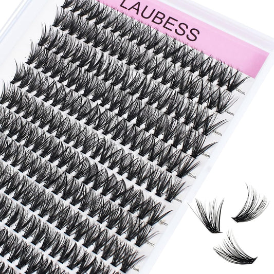 Eyelash Clusters LAUBESS Lash Clusters Individual Lashes Cluster Eyelash Extensions DIY at Home Waterproof Cluster Lashes (40D-0.05C-14-18)