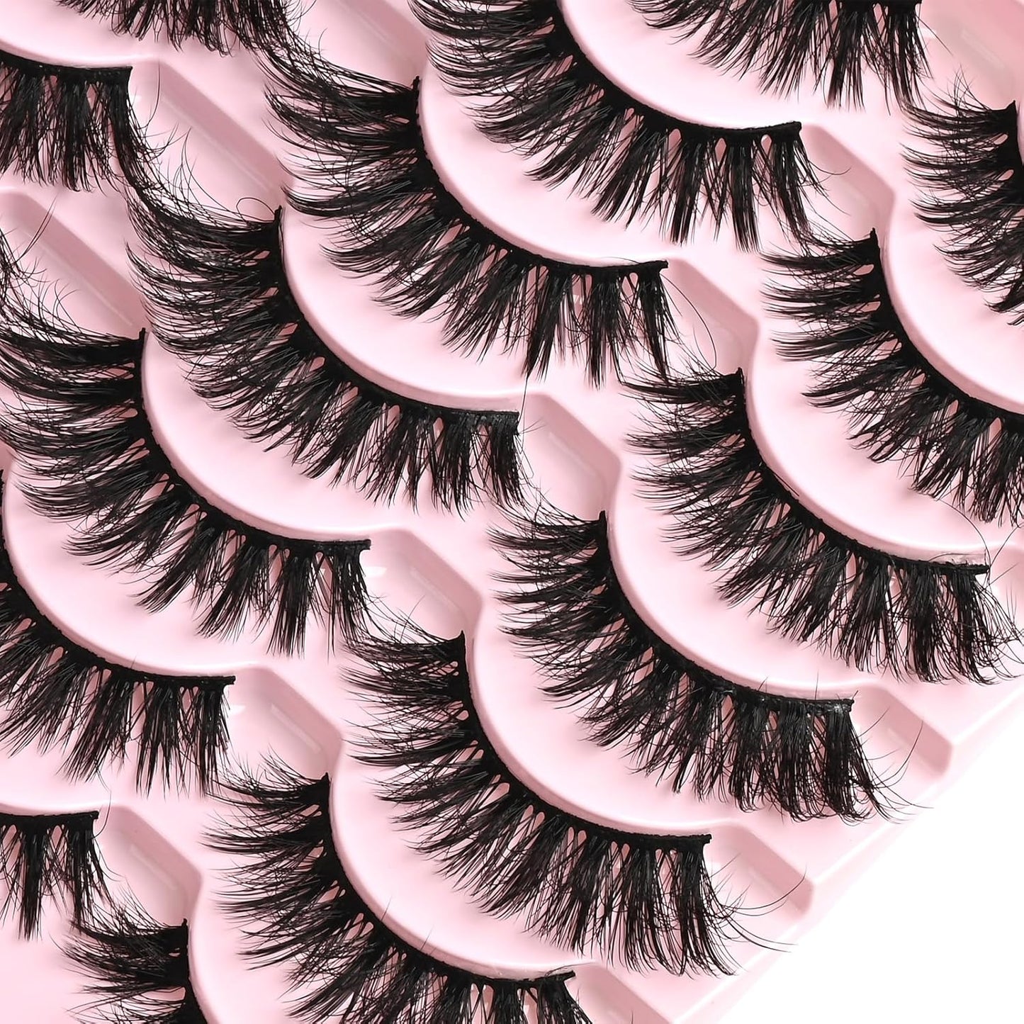 FARRED Cat Eye Lashes Fluffy False Eyelashes 14 Pairs Fake Eyelashes Natural Look Short Natural Lashes Cateye Lash Wispy Volume Eyelash Faux Mink Strip Lashes Pack for Daily Makeup (F27 | 9-17mm)
