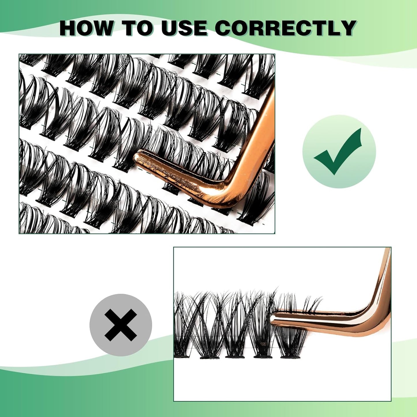 Lash Clusters 300pcs Individual Lashes 40D 0.07D Curl 12mm DIY Eyelash Extension KEYYOU Large Tray Volume Soft&Natural Eyelash Clusters(40D-0.07D,12）