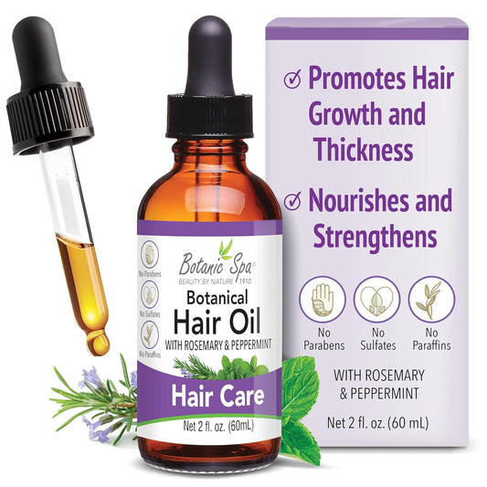 Botanical Hair Oil with Rosemary and Peppermint – Nourish and Strengthen 2 fl. oz.