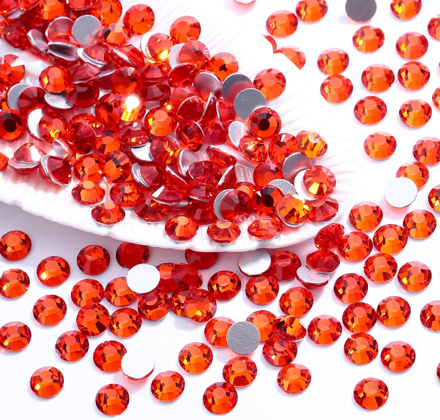 Hyacinth Flatback Rhinestones, Glass Rhinestones for Nail Art and Craft, Glue Fix, Loose Crystal Gemstones(Orange, SS12, 1440pcs, 2.9-3.0mm)