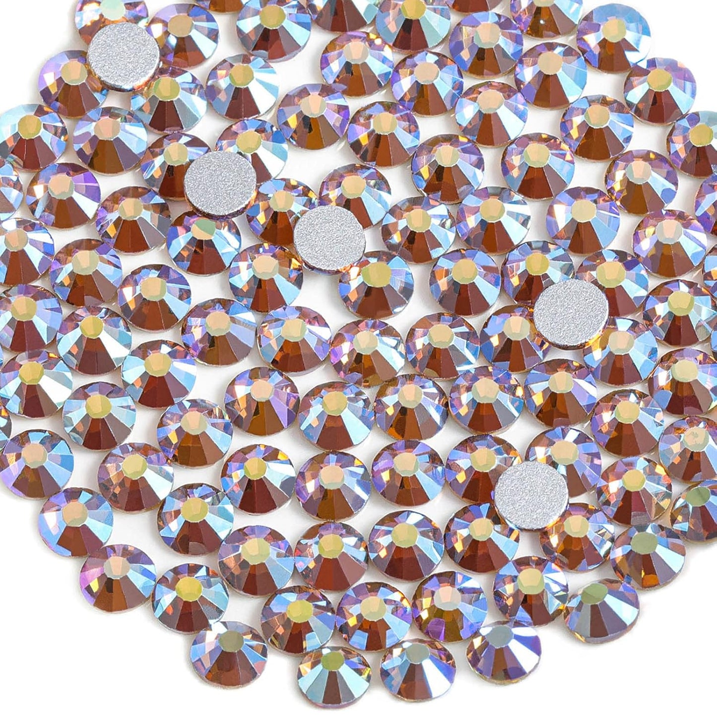 beadsland 1440 Pieces Flat Back Crystal Rhinestones Round Gems,Lt.Colorado Topaz AB,SS20,4.6-4.8mm