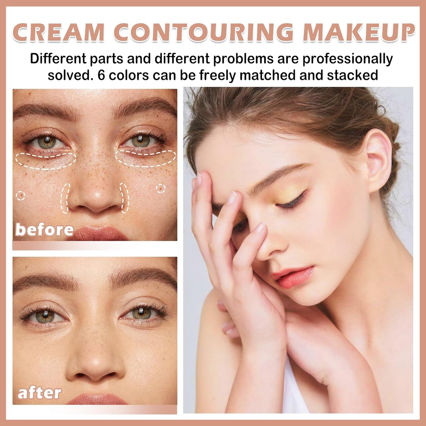 Cream Concealer Contour Makeup Palette Cream Foundation Palette for Dark Circles Professional Concealer Full Coverage Face Highlighter Contour Makeup Palette with Brush - 02 Concealer