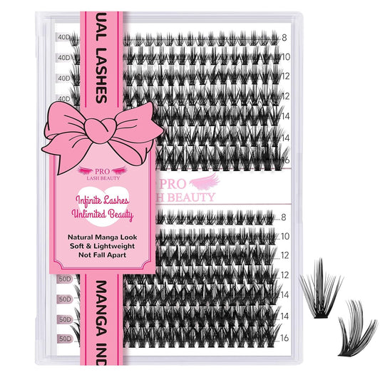 280 Pcs Individual Lashes 40D+50D Mixed Lash Clusters Devil Style Lashes That Look Like Eyelash Extensions Wispy Lashes DIY Individual Lashes At Home (40D+50D-C-8-16mix,Manga)