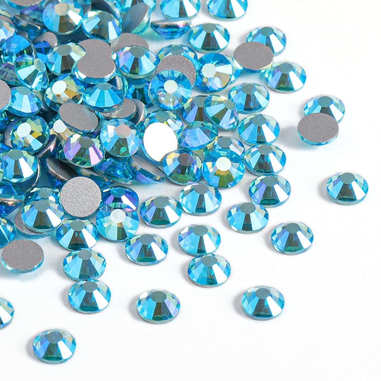 Beadsland 1440 Pieces Flat Back Crystal Rhinestones Round Gems,Aquamarine AB,SS20,4.6-4.8mm