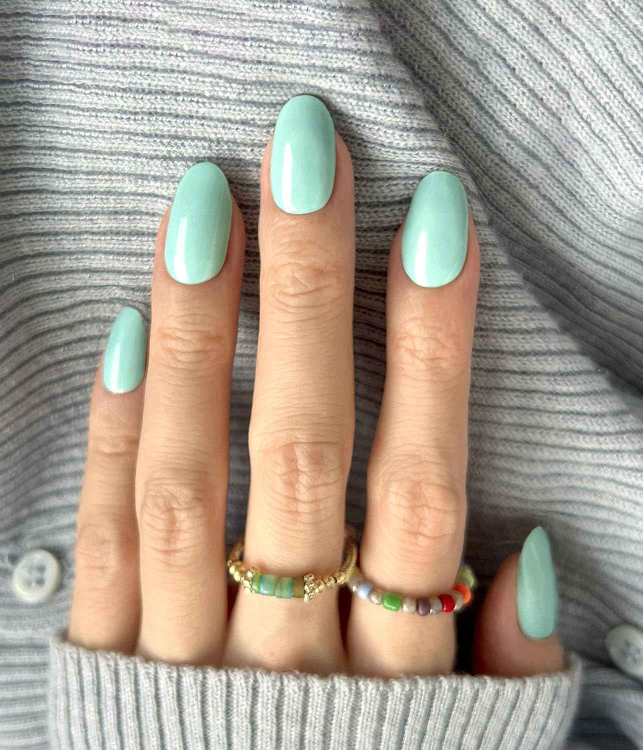 Nail Polish Strips - 22 Pcs Salon Quality Gel Nail Stickers - Long Lasting Wraps (Mint Smoothie Green)