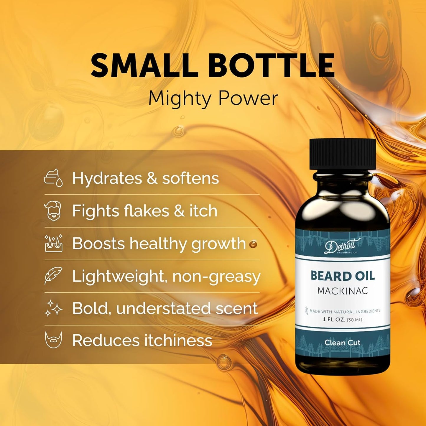 Detroit Grooming Beard Oil | Hydrating & Nourishing Formula • Mackinac Scent (1 oz)