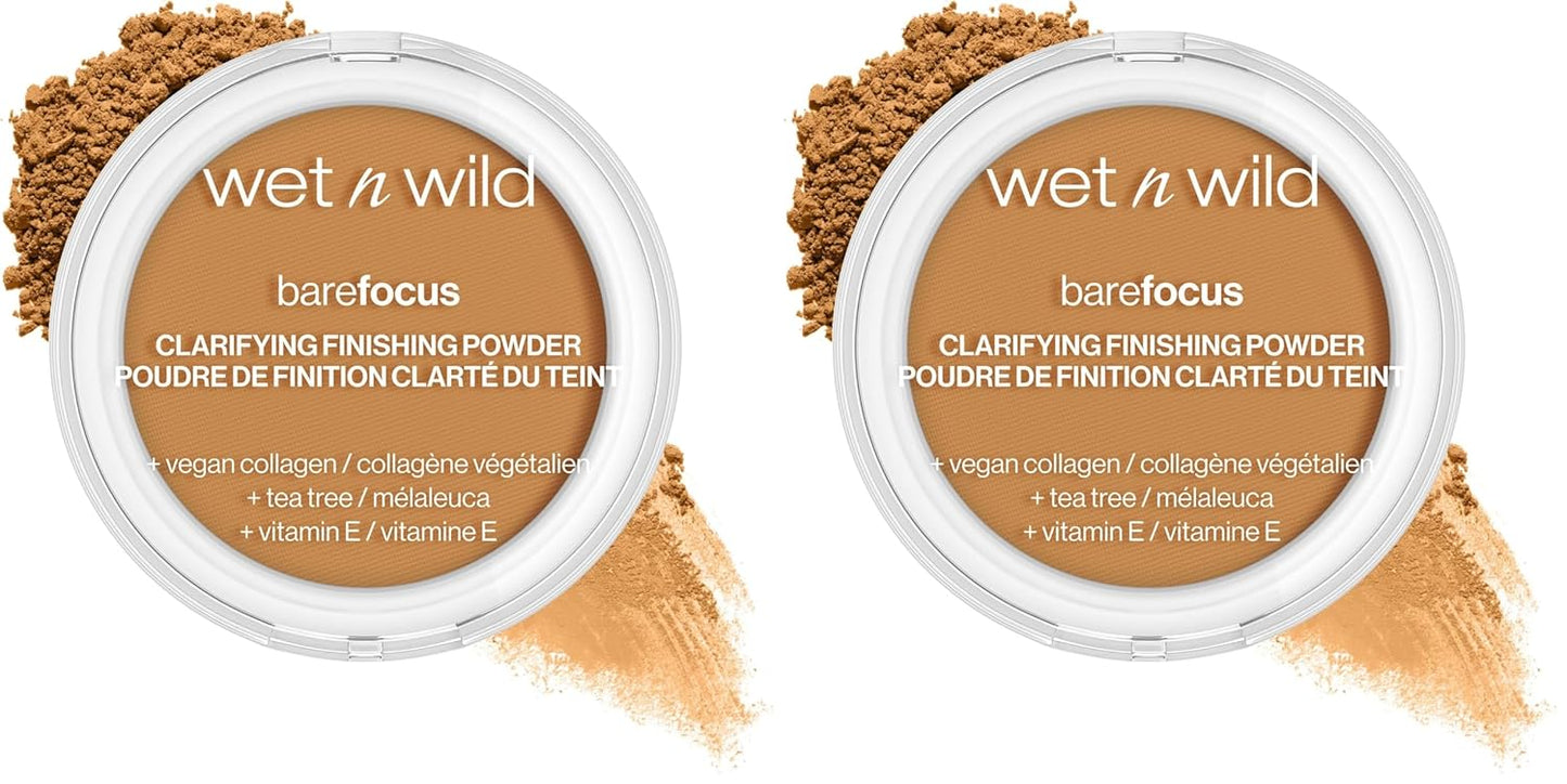 wet n wild Bare Focus Clarifying Finishing Powder | Matte | Pressed Setting Powder Medium-Tan (Pack of 2)