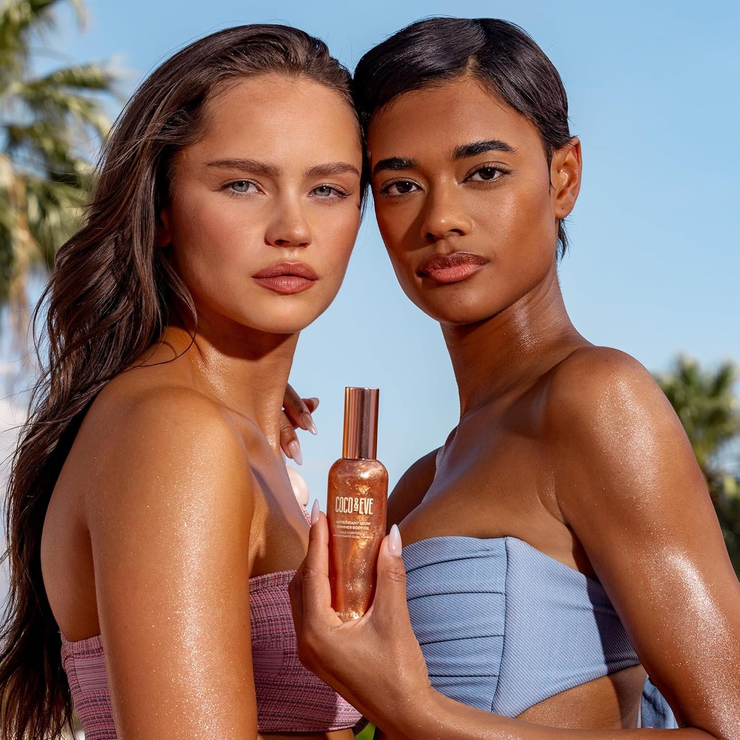 Coco & Eve Antioxidant Glow Shimmer Body Oil - Lightweight Skin Illuminator with Pearlescent Minerals, Natural Glitter, Antioxidants for Shimmering, Moisturizing and Healthy Glow (3.38 Fl Oz)