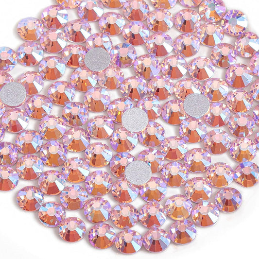 Beadsland 1440 Pieces Flat Back Crystal Rhinestones Round Gems,Light Pink AB,SS10,2.7-2.9mm