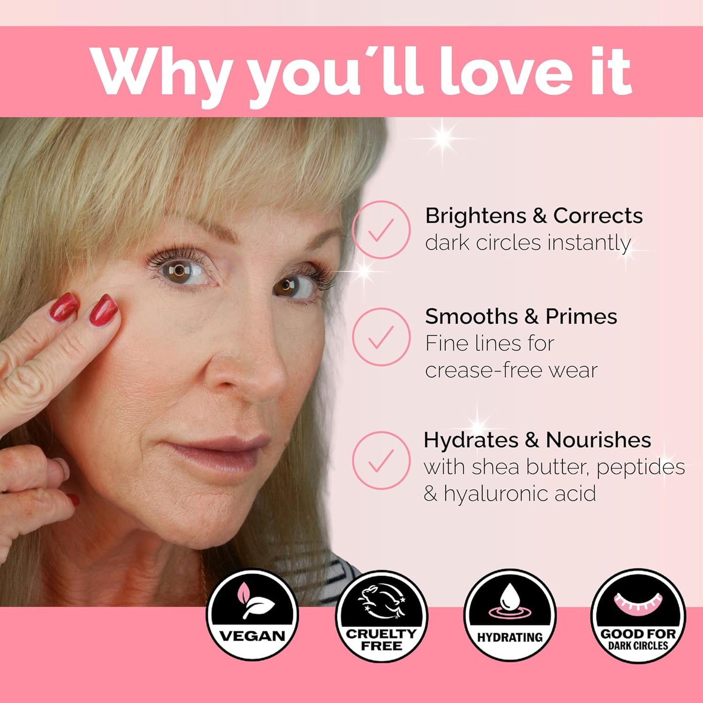 Elizabeth Mott Thank Me Later Under Eye Brightener & Primer – Hydrating Color Corrector for Dark Circles – Lightweight Concealer Base for Mature Skin, Medium Shade 5ml