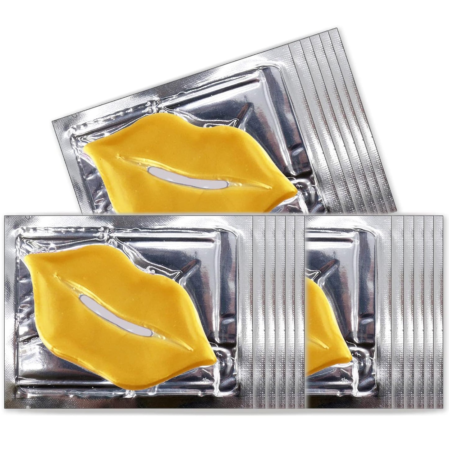 Permotary 30 PCS Collagen Lip Mask Crystal Lip Care Gel Pads for Moisturizing & Reducing Chapped, Smoothing Lip Fine Lines-Lip Patches for Firms & Hydrate and Plump Your Lips，Gold