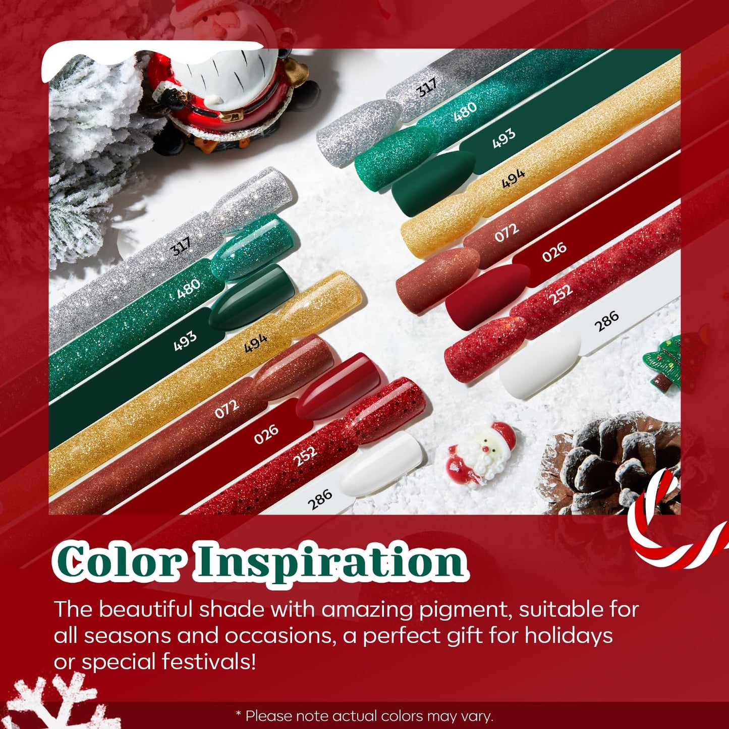 AZUREBEAUTY 30Pcs Dip Powder Nail Kit Starter, 8 Colors Green Red Gold Silver White with Nail Sticks, Nail Art Liquid Set with Matte/Base/Top Coat Activator for French Manicur