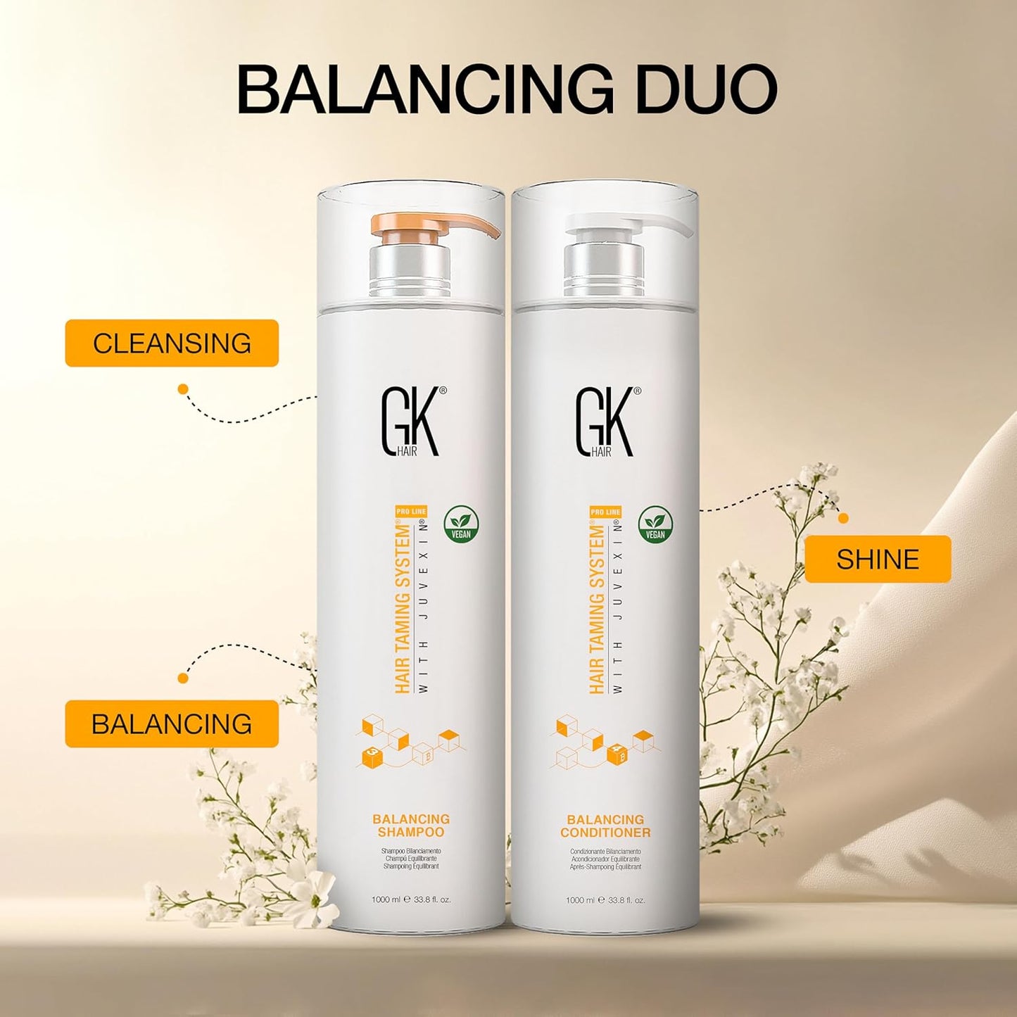 GK HAIR – Balancing Shampoo and Conditioner Set for Oily Hair, Clarifying & Refreshing Formula with Gentle Fragrance, Sulfate-Free, 72-Hour Freshness, 33.8 Fl Oz – Ideal for daily use