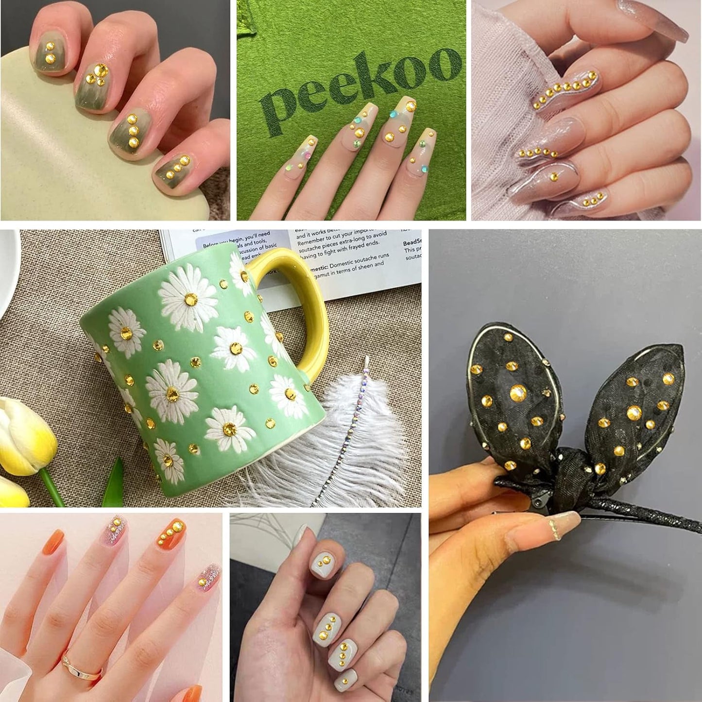 Beadsland 1440pcs Flat Back Crystal Rhinestones Round Gems for Nail Art and Craft Glue Fix,Topaz,SS3,1.2-1.4mm