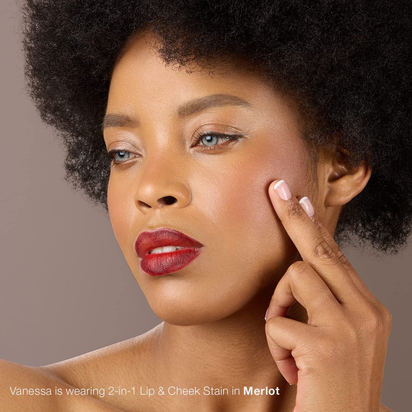 Mineral Fusion 2-in-1 Lip & Cheek Stain Merlot, 0.10 fl oz, Deep Cherry Red hydrating, long-lasting, matte lip and cheek color