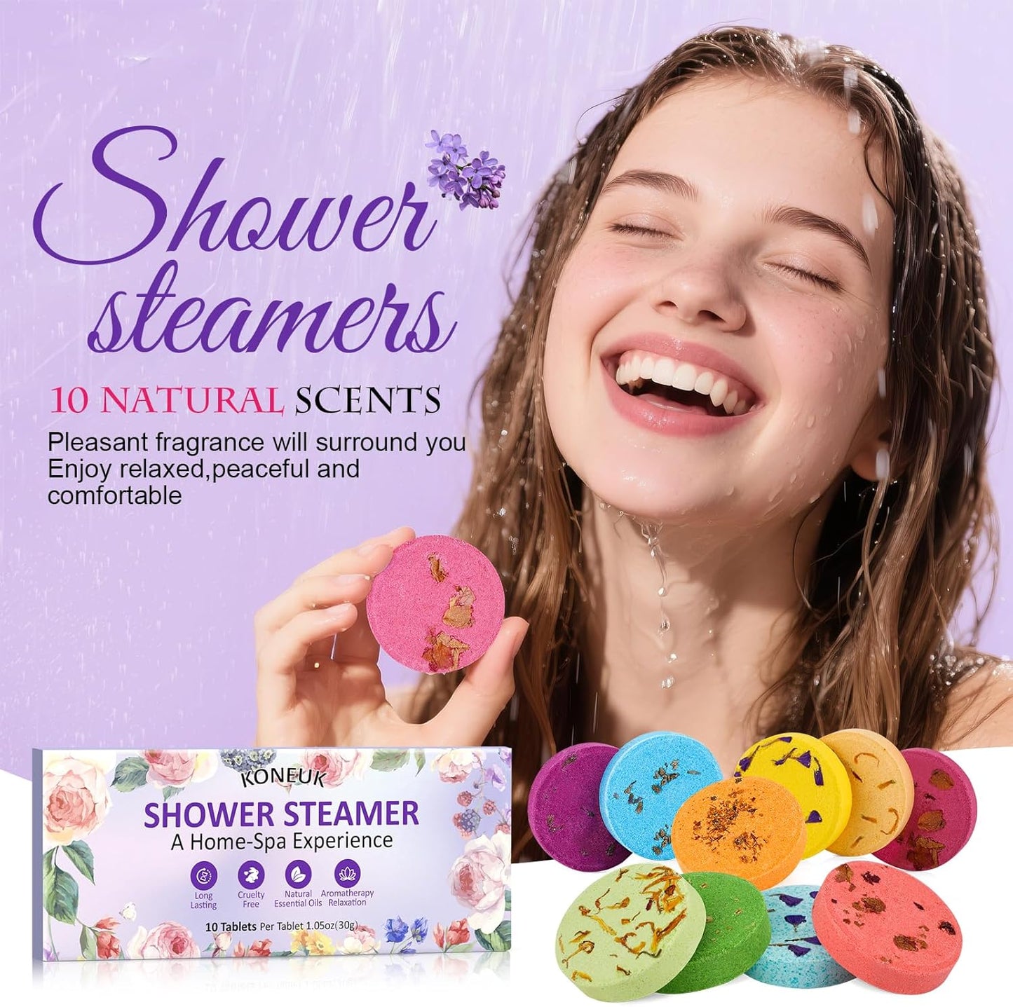 10 Pack Shower Steamers Aromatherapy Gifts for Women, Shower Bombs with Essential Oils, Self Care, Relaxation SPA, Stocking Stuffers and Christmas Gifts