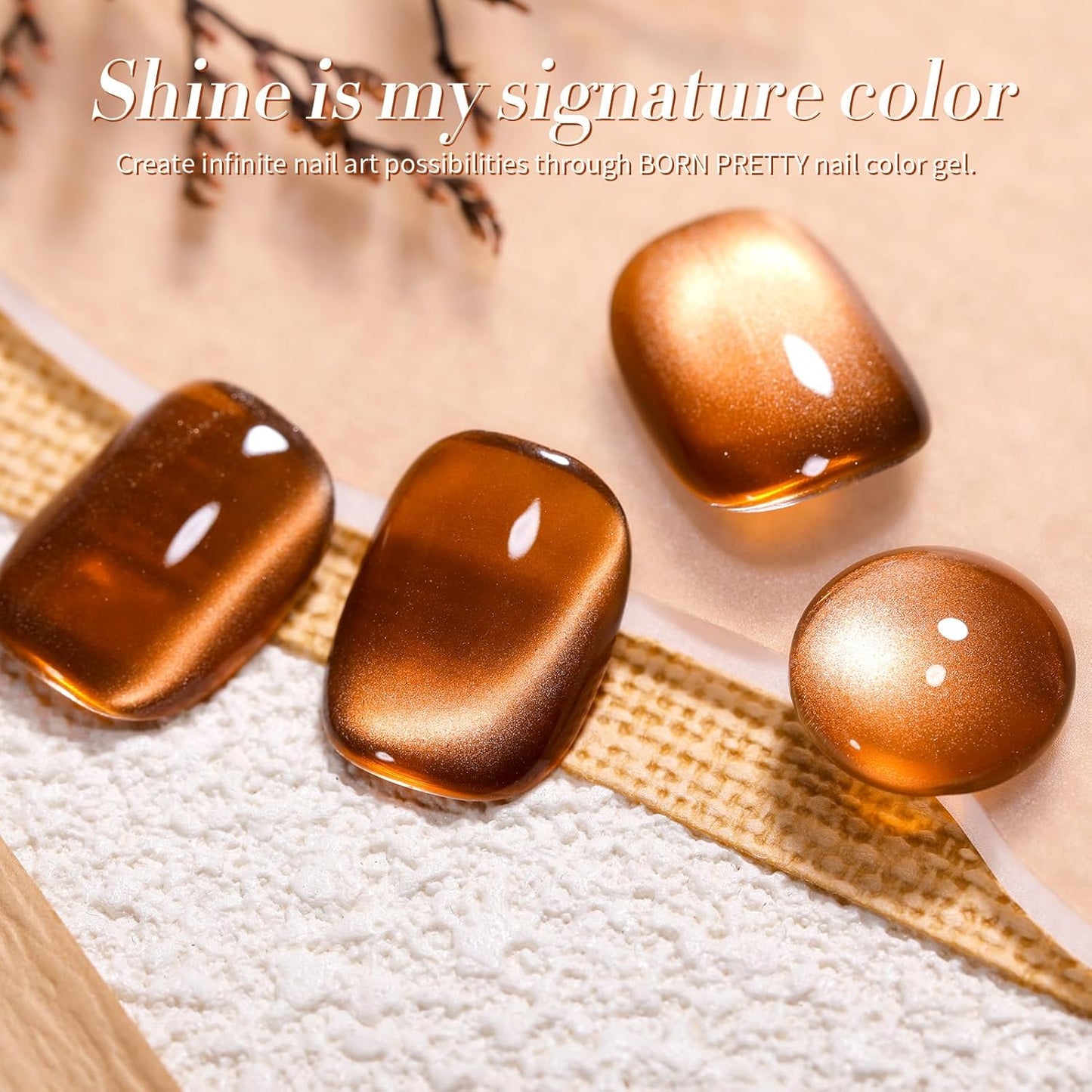 Born Pretty Cat Magnetic Eye Gel Nail Polish, Brown Moonlight Cat Magnetic Gel, Fall Winter Glitter Magnetic Soak Off U v Nail Gel Diy Art for Girls Women 15ML