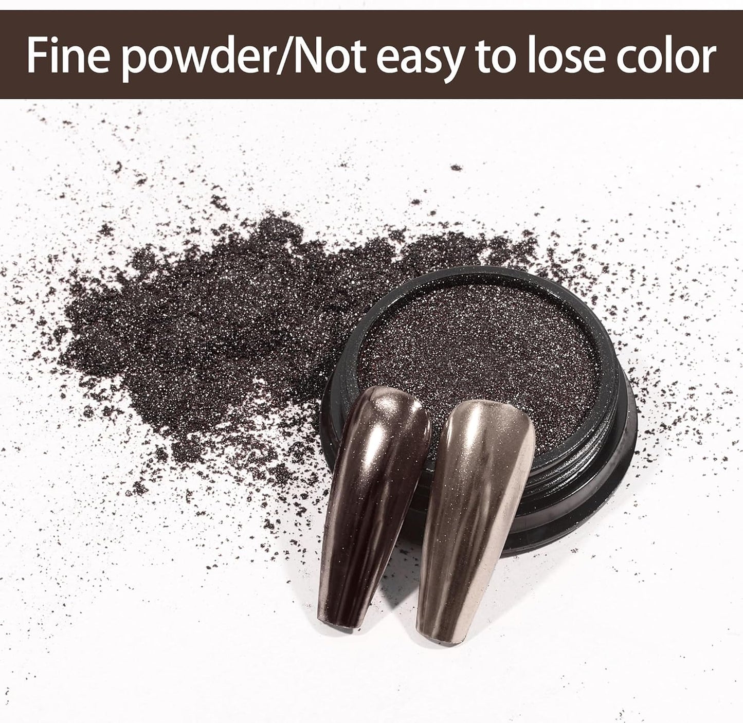 Artdone Chrome Nail Powder, Coffee Color Iridescent Aurora Powder Metallic Mirror Effect Pigment Pearlescent Mermaid Pigment Pearl Glitter Dust Kit, Nail Art Decoration, Resin Craft