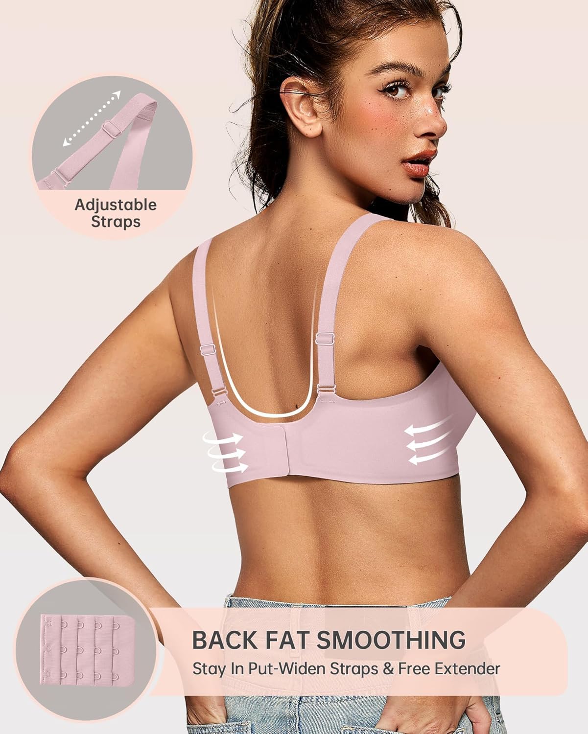 OEAK Womens Deep V Bras Wireless Comfortable Bra Supportive No Underwire Bras Tshirt Push Up Bralettes Plunge Seamless Bra