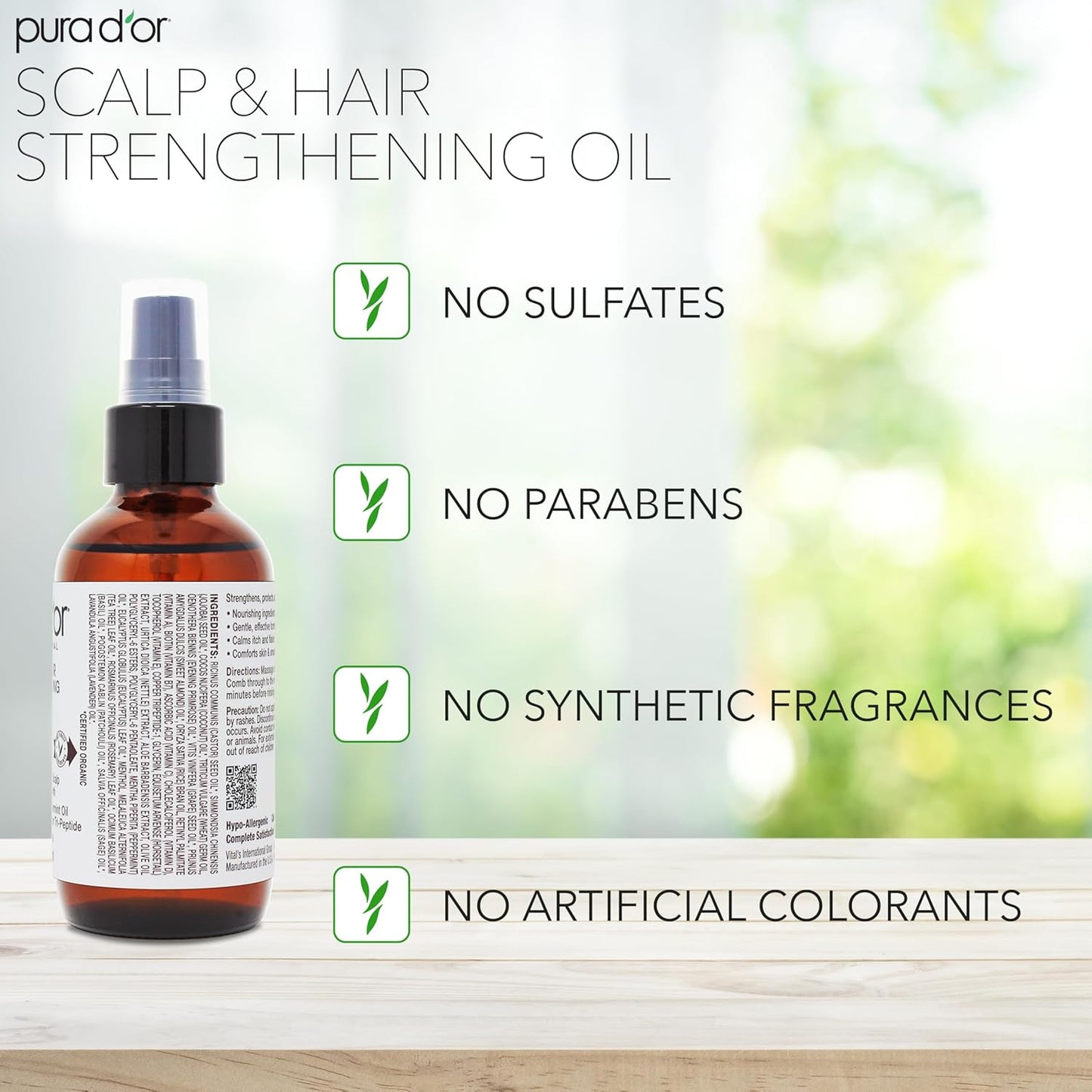 PURA D'OR Scalp & Hair Strengthening Oil (3.3oz x3 = 9.9oz) Supports Optimal Growth, Reduce Breakage, Nourish Roots for Healthier, Fuller, Thicker Hair - Rosemary, Castor & Peppermint Oil