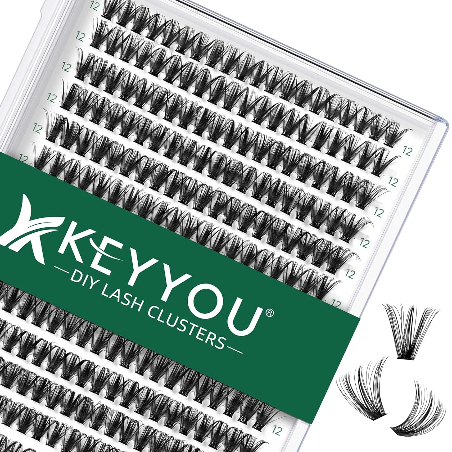 KEYYOU Individual Lashes 300pcs 40D 0.07C Curl 12mm DIY Eyelash Extension Soft&Natural Black Nylon Lashes