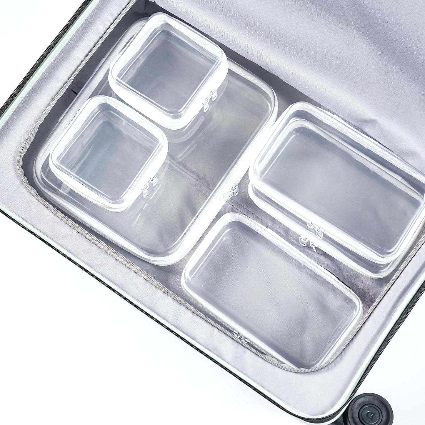 6 pcs Clear Zipper Pouches, Toiletry Bag for Travel, Stackable Waterproof Diaper Bag, Zipper Pouch, Travel Organizer, Clear Cosmetic Bag,Toy Storage Bins (M+3S+2Mini)
