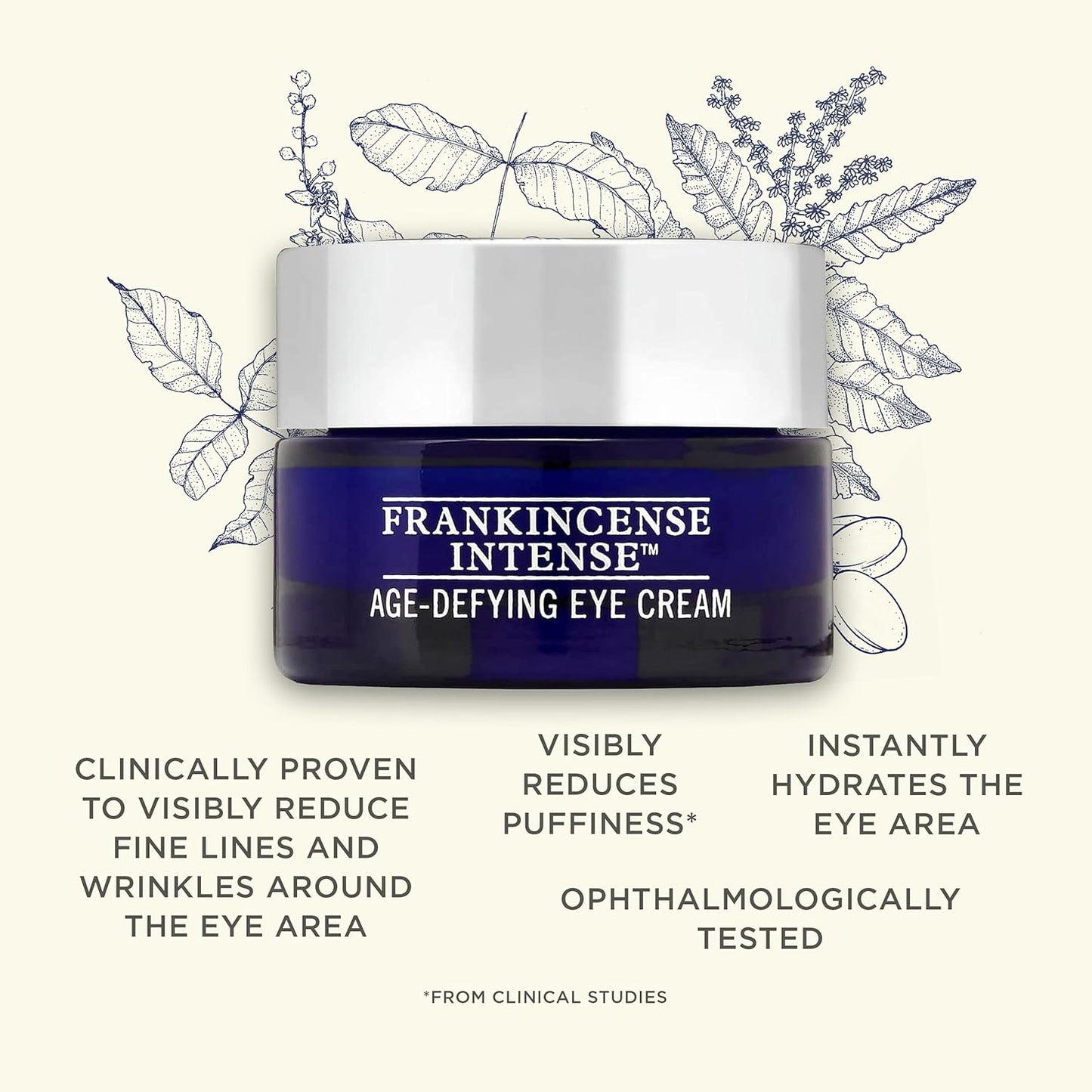 Neal's Yard Frankincense Intense Age Defying Eye Cream with Green Tea & Plant-Based Peptides, Smoothes Fine Lines & Wrinkles, Cruelty-Free,15g
