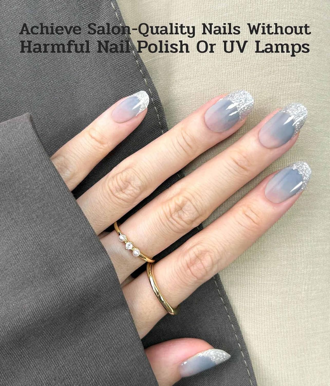 Nail Polish Strips - 22 Pcs Salon Quality Gel Nail Stickers - Long Lasting Wraps (Falling of Tide Blue)