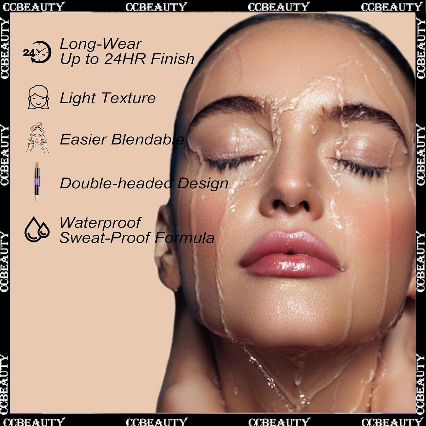 CCbeauty 2-IN-1 Matte Contour Stick,Cream Dual Highlight Concealer Stick, Highlighting & Contouring Kit, Bronzer Highlighter Sticks for Face Shaping Makeup, Long Lasting & Waterproof