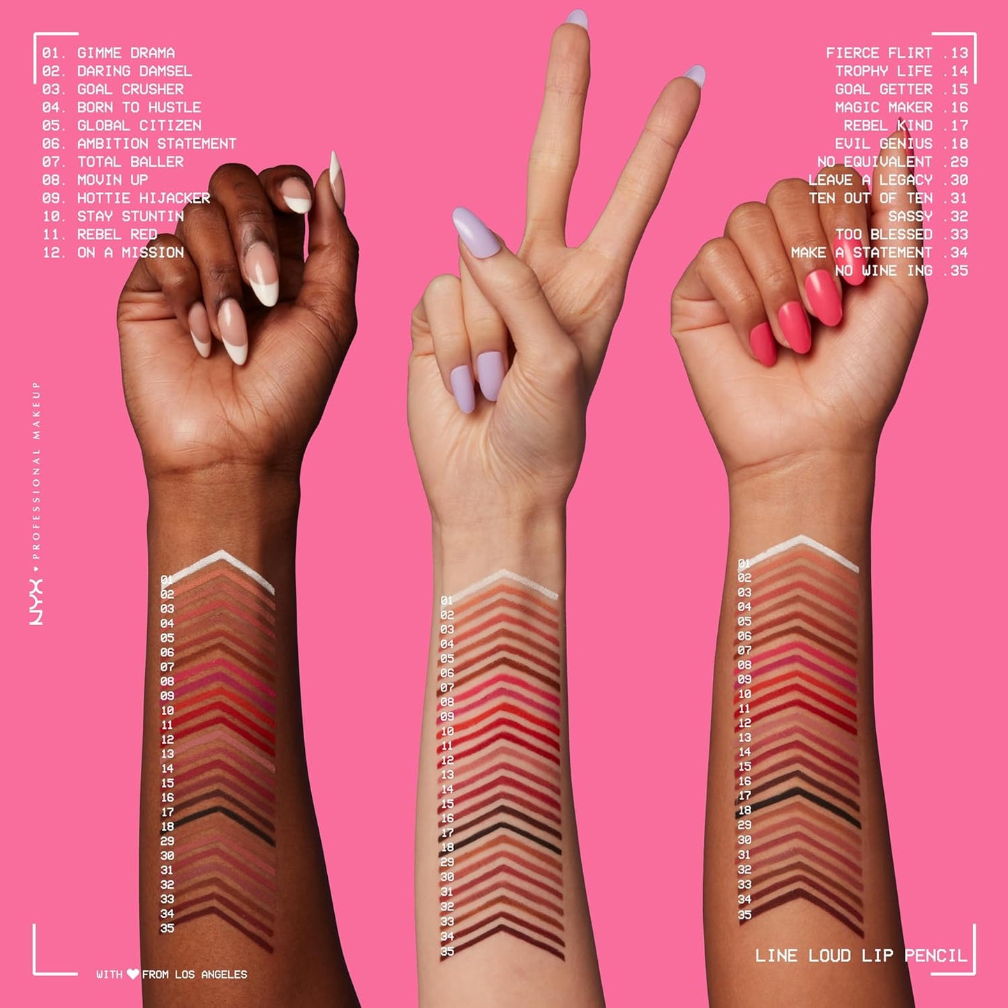 NYX PROFESSIONAL MAKEUP Line Loud Lip Liner, Longwear and Pigmented Lip Pencil with Jojoba Oil & Vitamin E - Ten Out Of Ten