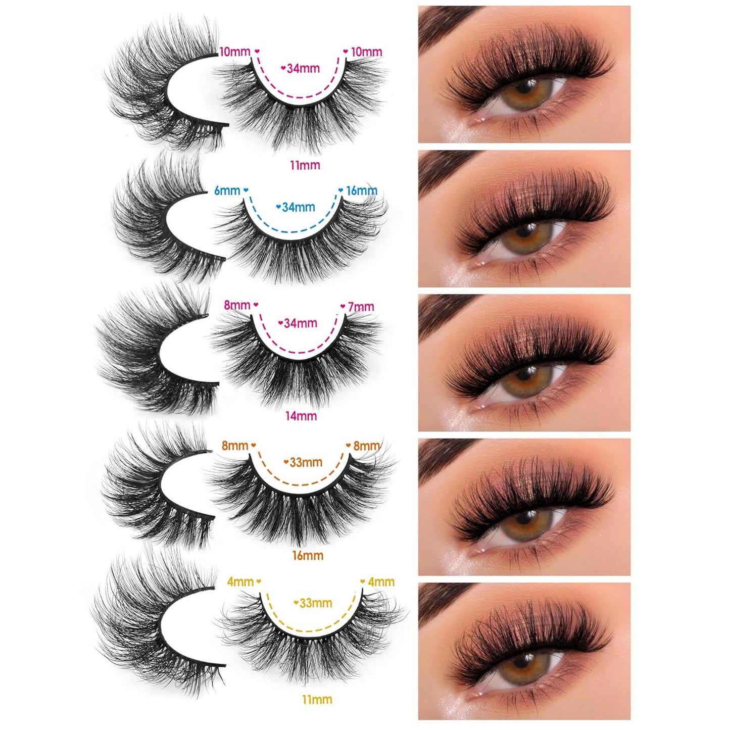 JIMIRE False Eyelashes Natural Fluffy Wispy Faux Mink Lashes 5D 14mm-18mm 5 Styles Mixed Lashes for Small Eyes Natural Look Fake Eyelashes 20 Pairs Multipack