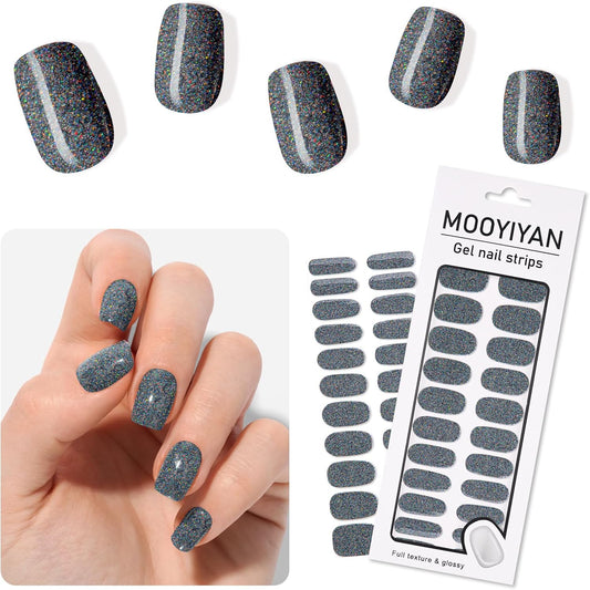 Gloss Nail Strips|Uv Free|22 Pcs,Gel Nail Stickers|Long Lasting Two Weeks and Easy to Apply&Remove|Laser Spot