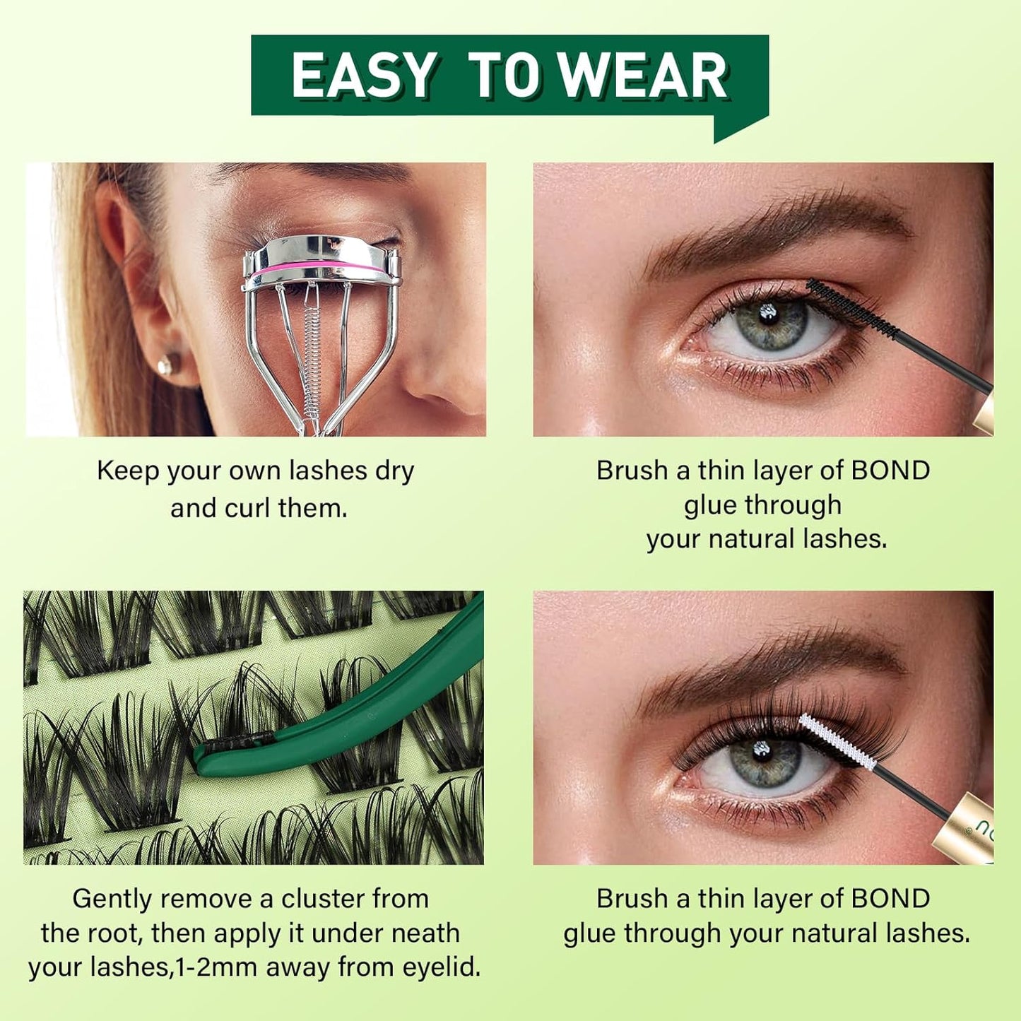 Natural Lash Clusters Wispy Eyelash Clusters 144 pcs Cluster Eyelash Extensions D Curl Individual Lashes 8-18MIX Mix Length Light and Natural Lashes Look with Thin Lash Band by KEYYOU(N03-8-18MIX-D)