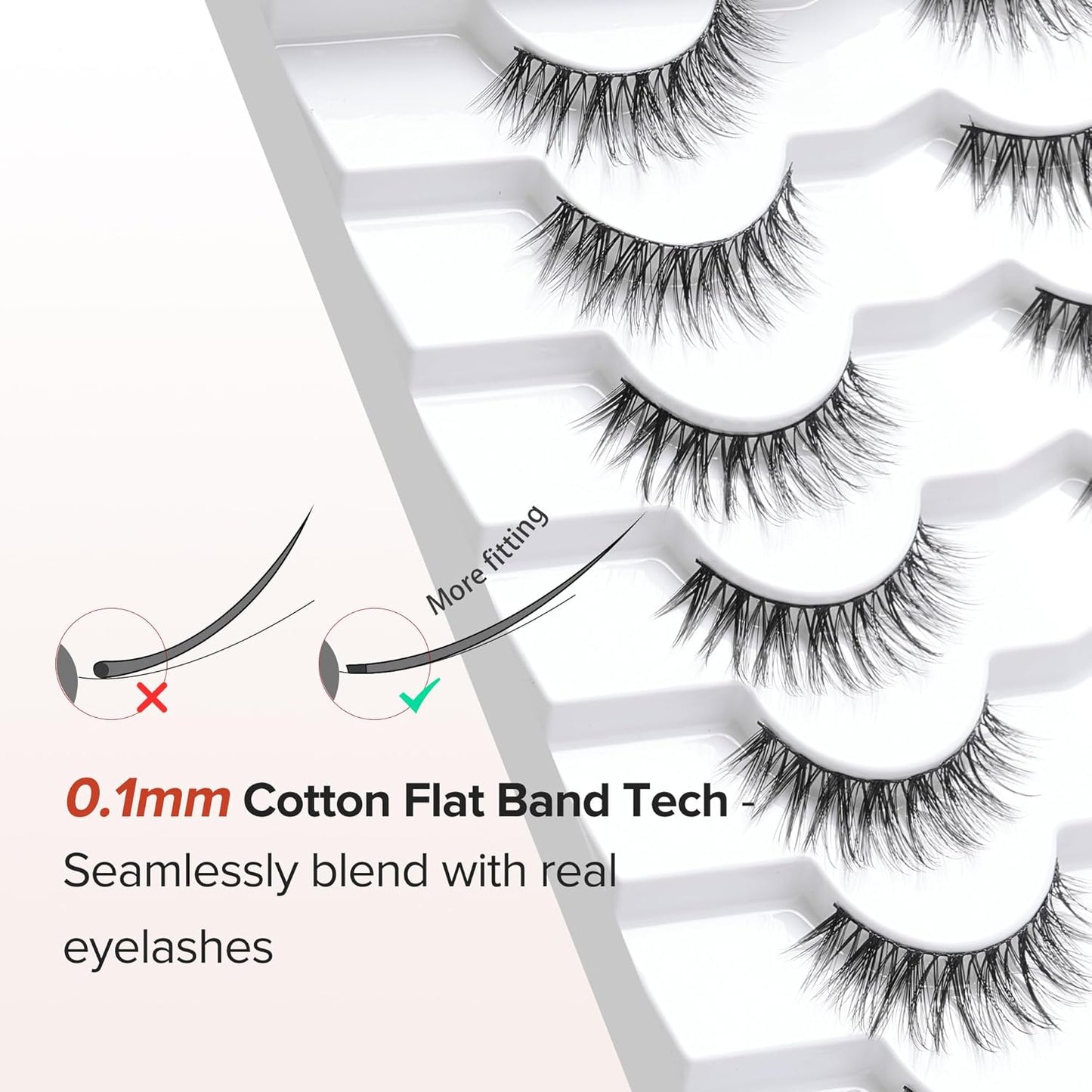 Eyelashes Wispy Natural Lashes 12mm Short Strip Lashes Thinner Band 3D Volume Fake Eyelashes Siligli Eyelashes C Curl False Lashes Pack 7 Pair