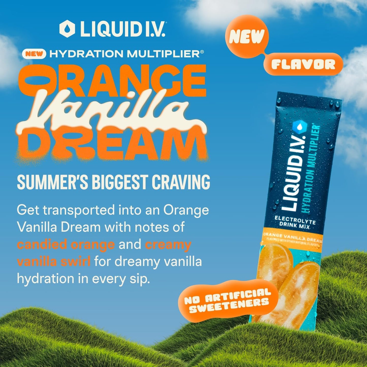 Liquid I.V.® Hydration Multiplier - Orange Vanilla Dream | Electrolyte Powder Drink Mix | 1 Pack (16 Servings)