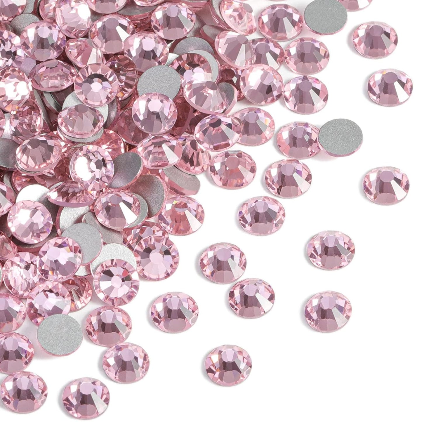 beadsland 1440pcs Flat Back Crystal Rhinestones Round Gems for Nail Art and Craft Glue Fix,Light Pink(SS12(2.9-3.0mm))
