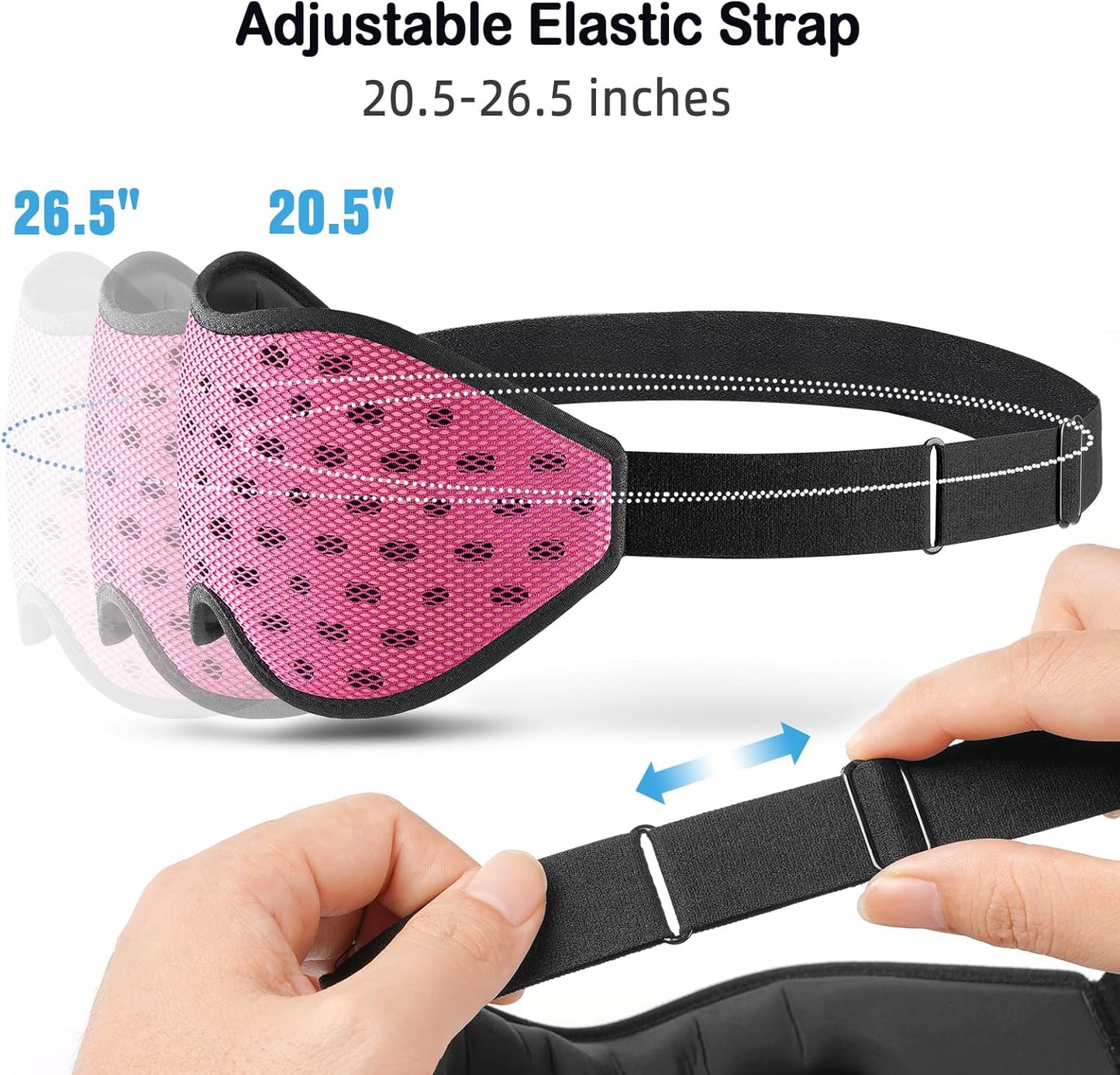 LitBear Breathable Sleep Mask, 3D Eye Mak Sleep for Side Sleepers Women Men, Light Blocking Sleeping Mask with Adjustable Strap, Soft Lightweight Eye Cover for Travel, Night Work, Nap, Office - Pink