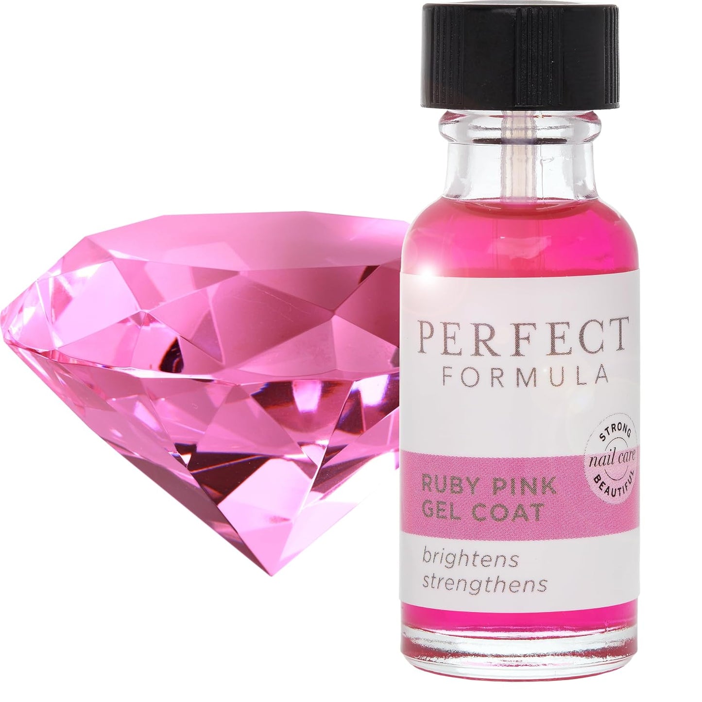 Perfect Formula Ruby Pink Gel Coat - Nail Strengthener, Keratin Nail Treatment, Gemstone Pink Gel Nail Polish - Nail Strengthener for Damaged Nails - Made In The USA .60 fl oz.